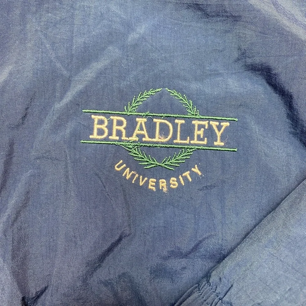 Bradley University Jacket Mens Large Blue Anorak Nylon Pullover Windbreaker
